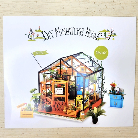 NIB Robotime Miniature Lighted House Kit DG104 Cathy's Flower House - Picture 2 of 10